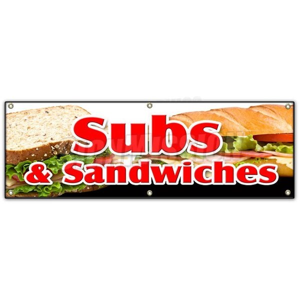 SUBS & SANDWICHES BANNER SIGN hero hoagie huge homemade grinders drinks